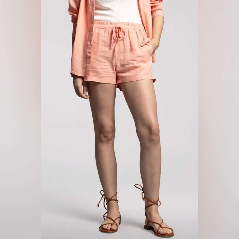 Weekend Los Angeles Maxime Linen Blend Drawstring Mini Shorts